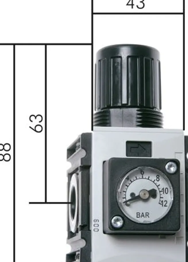 FUTURA Druckregler, G 1/4", 0,2 - 4bar, Baureihe 0, Kompaktmanometer