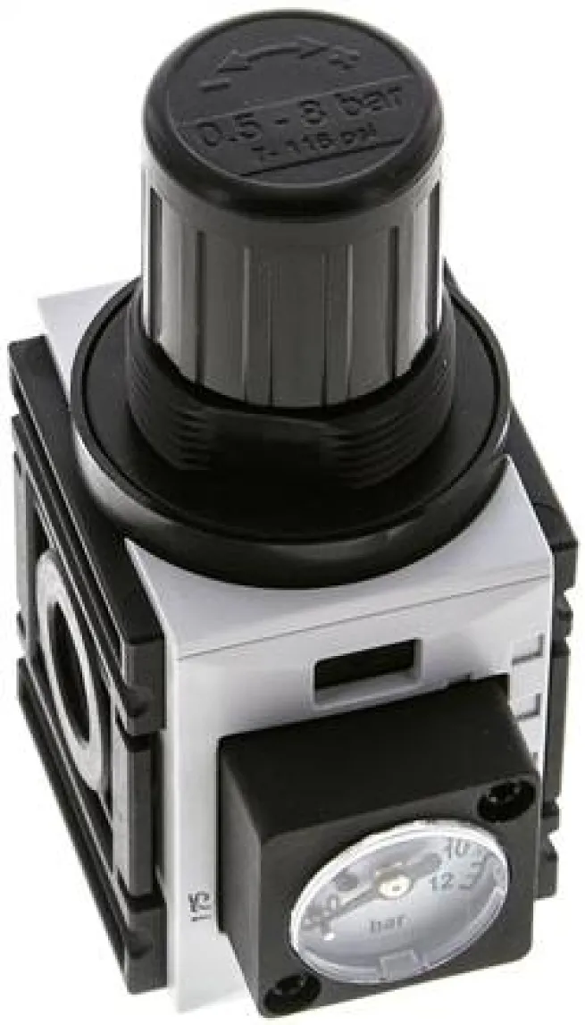 FUTURA Druckregler, G 1/4", 0,5 - 8bar, Baureihe 0, mit durchgehender Druckversorgung, Kompaktmanometer