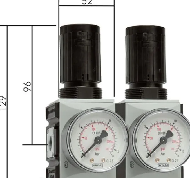 FUTURA Druckregler, G 3/8", 0,5 - 10bar, mit durchgehender Druckversorgung