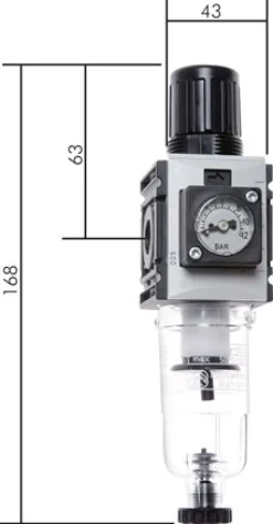 FUTURA Filterregler, G 1/4", 0,5 - 10 bar, Baureihe 0, Kompaktmanometer
