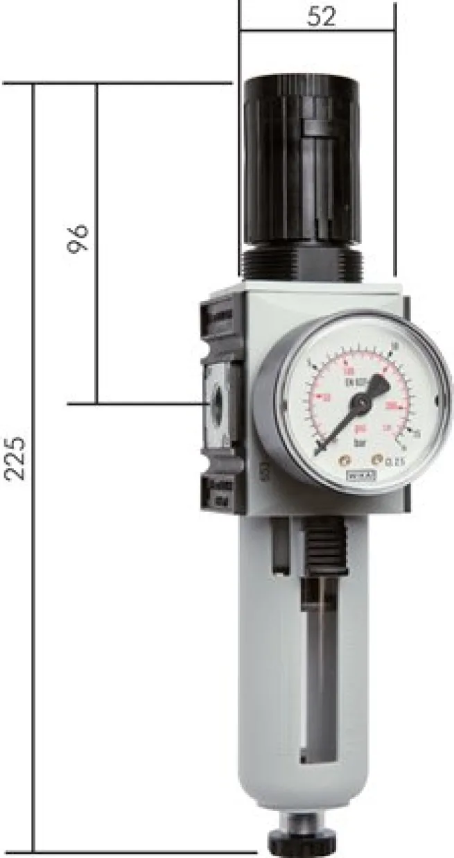 FUTURA Filterregler, G 1/4", 0,5 - 16 bar, Baureihe 1, Kondensatablass automatisch