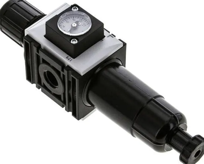 FUTURA Filterregler, G 1/4", 0,5 - 8 bar, Baureihe 0, Metallbehälter mit Sichtrohr