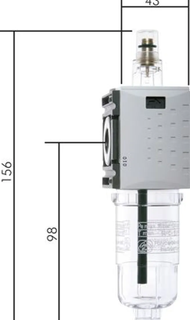 FUTURA Micro-Nebelöler, G 1/4", Baureihe 0, Metallbehälter mit Sichtrohr