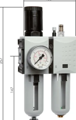 FUTURA Wartungseinheit, 2-tlg., G 1/2", 0,5 - 10 bar, Baur.2, Kondensatablass automatisch