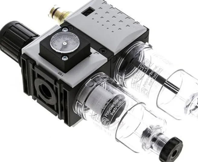 FUTURA Wartungseinheit, 2-tlg., G 1/4", 0,5 - 8 bar, Baur.0, Kompaktmanometer, Ablass automatisch