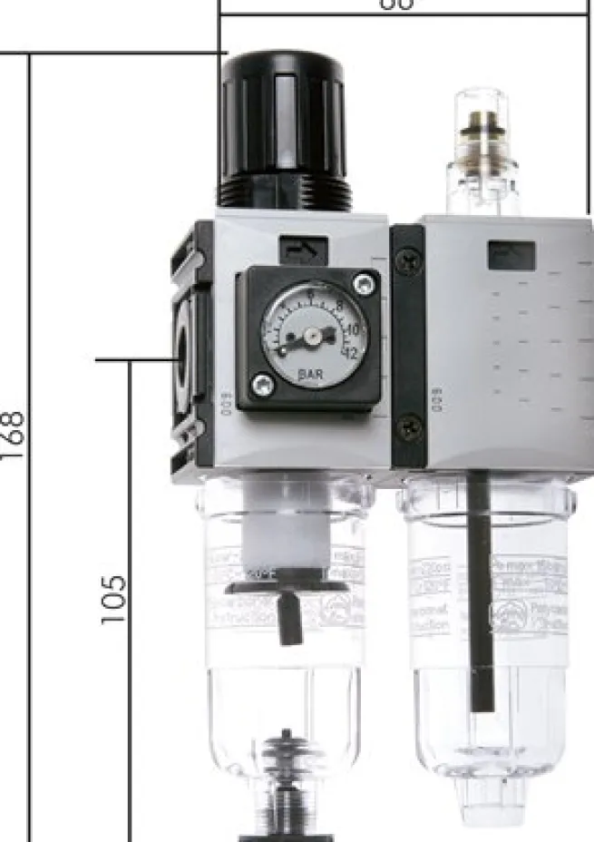 FUTURA Wartungseinheit, 2-tlg., G 1/4", 0,5 - 10 bar, Baur.0, Kondensatablass automatisch (drucklos geschlossen)
