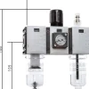 FUTURA Wartungseinheit, 3-tlg., G 1/4", 0,5 - 10 bar, Baur.0, Kompaktmanometer, Metallbehälter