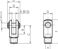 Gabelkopf mit Bolzen M 20 x 1,5, Stahl verzinkt