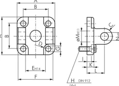 Gabelschwenkbefestigung für Kompaktzylinder 63 mm