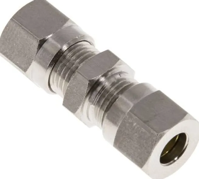 Gerade Schneidringverschraubung 6 LL (M10x1), Messing vernickelt