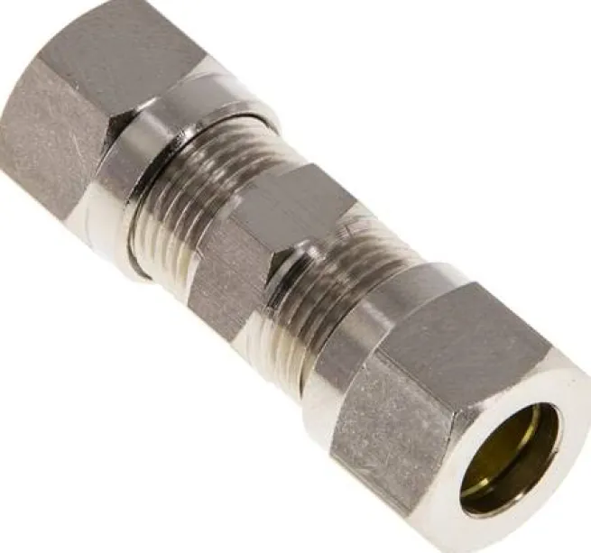 Gerade Schneidringverschraubung 8 LL (M12x1), Messing vernickelt