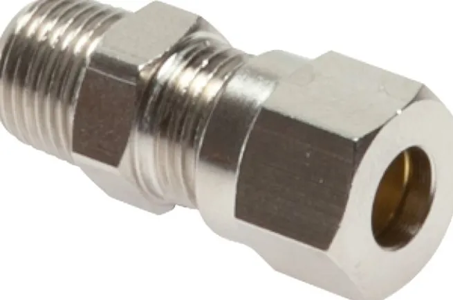 Gerade Schneidringverschr. 6 LL (M10x1)-R 1/8", Messing vernickelt