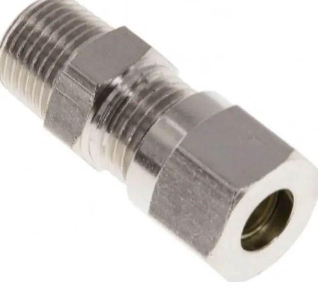 Gerade Schneidringverschr. 6 LL (M10x1)-R 1/8", Messing vernickelt