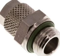 Gerade Verschraubung G 1/4"-8x6mm, Messing vernickelt, Dichtung FKM