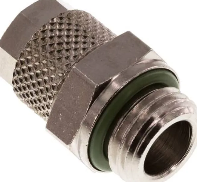 Gerade Verschraubung G 1/4"-8x6mm, Messing vernickelt, Dichtung FKM