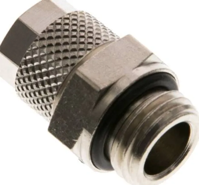 Gerade Verschraubung G 1/4"-8x6mm, Messing vernickelt