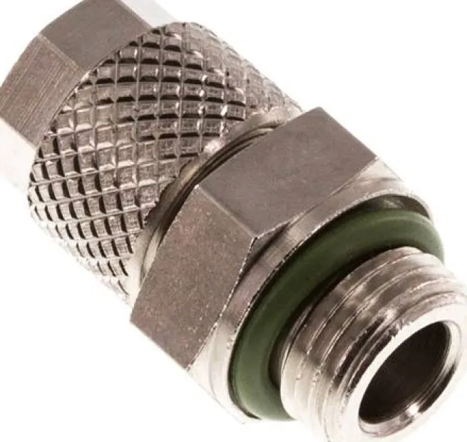 Gerade Verschraubung G 1/8"-6x4mm, Messing vernickelt, Dichtung FKM
