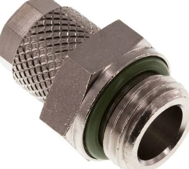 Gerade Verschraubung G 1/4"-6x4mm, Messing vernickelt, Dichtung FKM