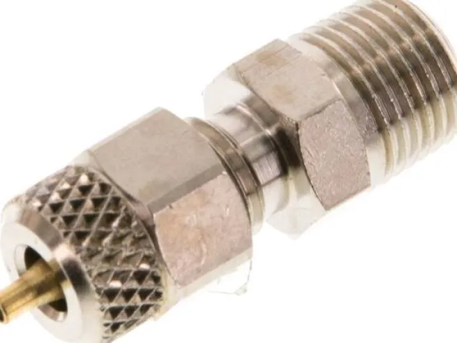 Gerade Verschraubung R 1/8"-4x2mm, Messing vernickelt