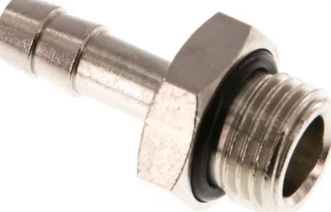 Gewindetülle mit O-Ring G 1/4"-6 (1/4")mm, Messing vernickelt