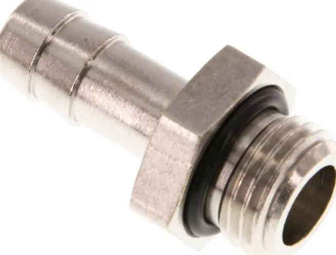 Gewindetülle mit O-Ring G 1/4"-8 (5/16")mm, Messing vernickelt