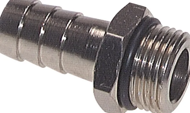 Gewindetülle mit O-Ring G 1/4"-12mm, Messing vernickelt