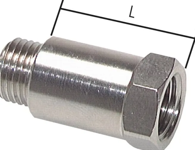 Gewindeverlängerung G 1/4"-43mm, Messing vernickelt