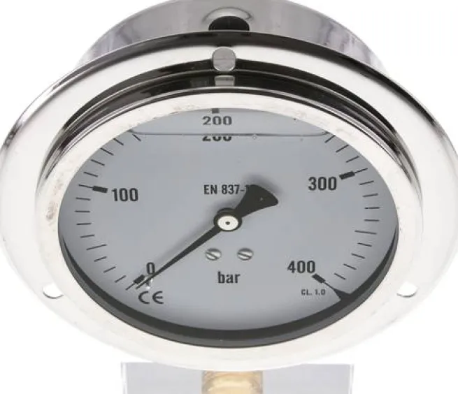 Glycerin-Einbaumanometer,Frontring, 100mm, 0 - 400 bar -Eco-Line