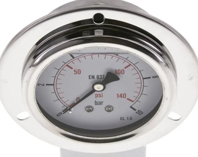Glycerin-Einbaumanometer,Frontring, 63mm, 0 - 10 bar -Eco-Line