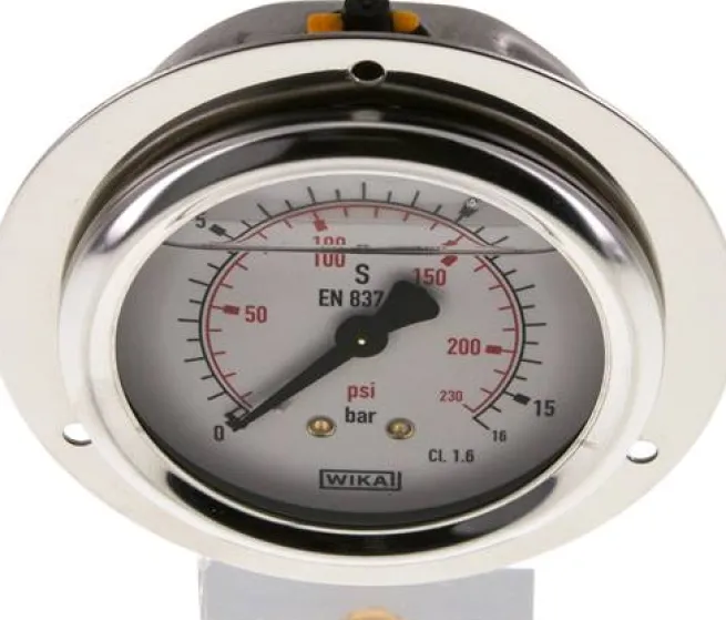 Glycerin-Einbaumanometer,Frontring, 63mm, 0 - 16 bar