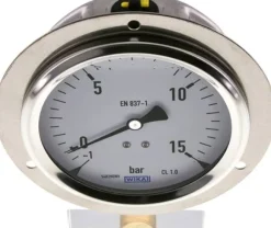Glycerin-Einbaumanometer,Frontring, 100mm, -1 bis 15 bar