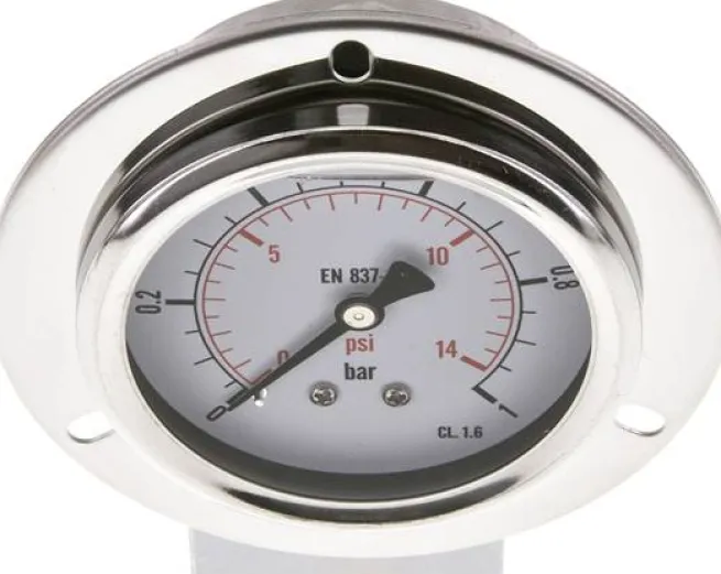 Glycerin-Einbaumanometer,Frontring, 63mm, 0 - 1 bar -Eco-Line