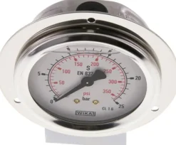 Glycerin-Einbaumanometer,Frontring, 63mm, 0 - 25 bar