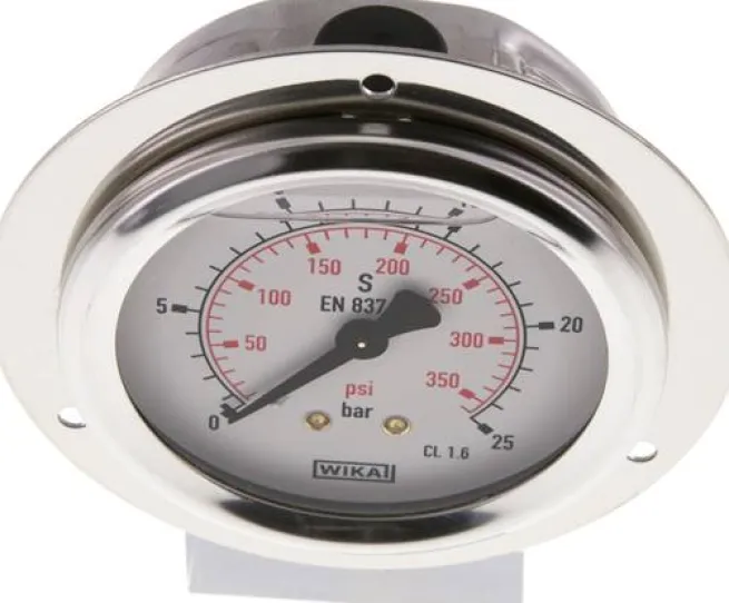 Glycerin-Einbaumanometer,Frontring, 63mm, 0 - 25 bar