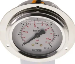 Glycerin-Einbaumanometer,Frontring, 63mm, 0 - 6 bar