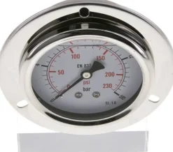 Glycerin-Einbaumanometer,Frontring, 63mm, 0 - 16 bar -Eco-Line
