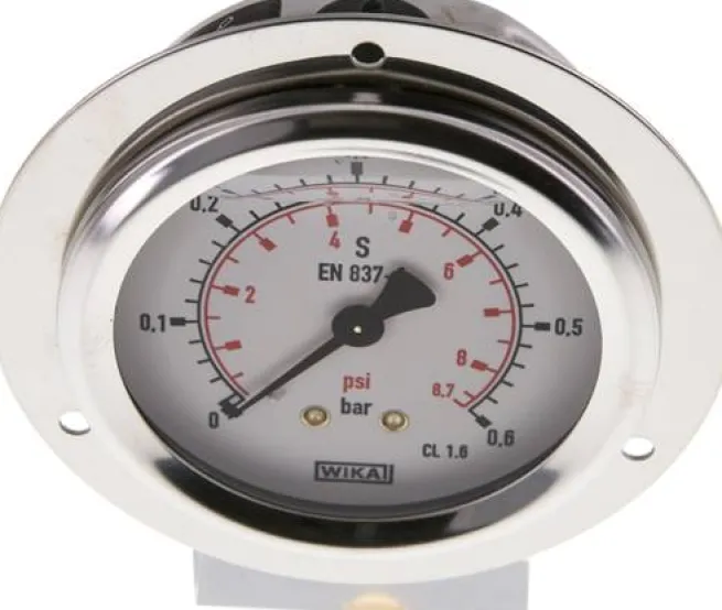 Glycerin-Einbaumanometer,Frontring, 63mm, 0 - 0,6 bar