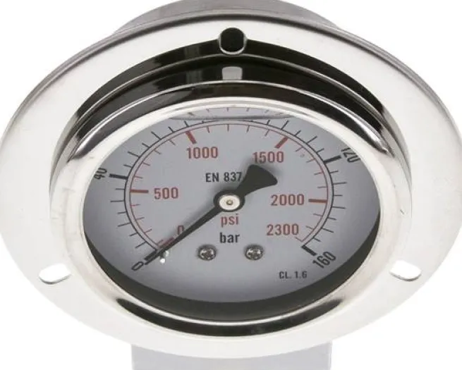 Glycerin-Einbaumanometer,Frontring, 63mm, 0 - 160 bar -Eco-Line