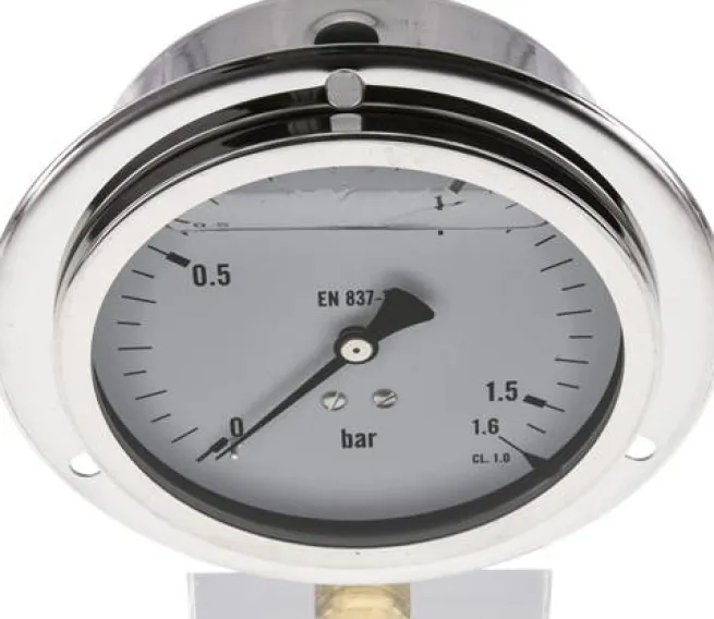 Glycerin-Einbaumanometer,Frontring, 100mm, 0 - 1,6 bar -Eco-Line