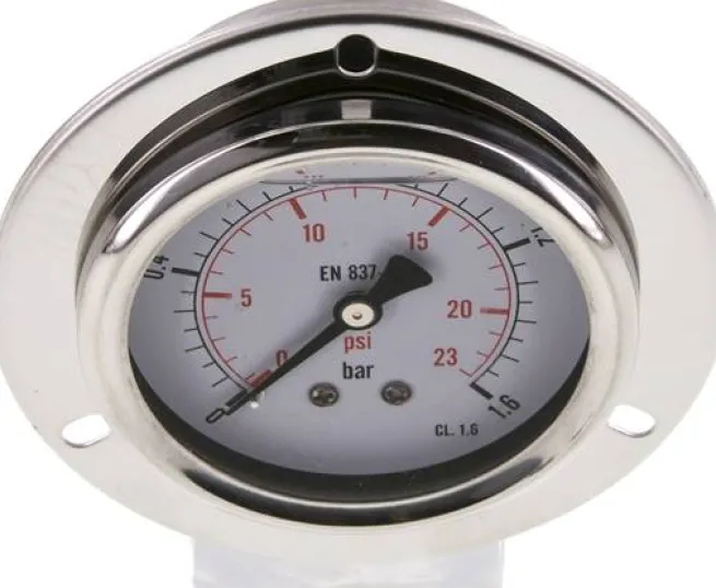 Glycerin-Einbaumanometer,Frontring, 63mm, 0 - 1,6 bar -Eco-Line