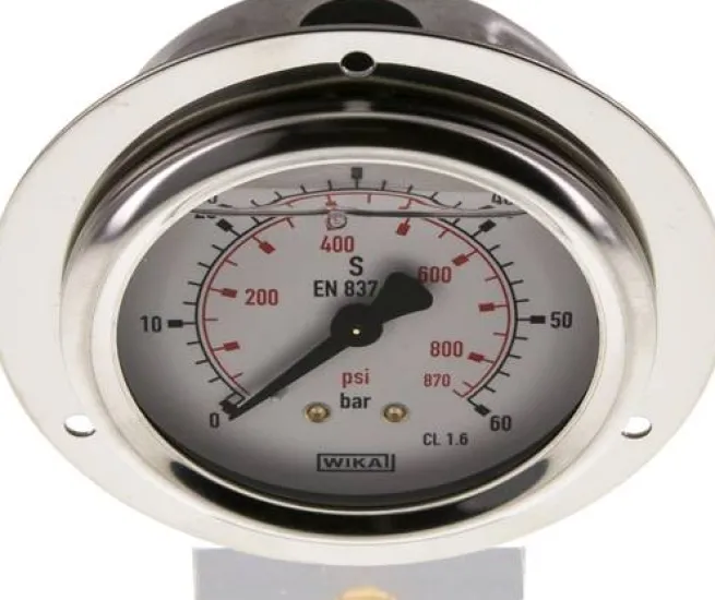 Glycerin-Einbaumanometer,Frontring, 63mm, 0 - 60 bar