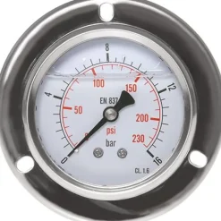 Glycerin-Einbaumanometer,Frontring, 100mm, 0 - 4 bar -Eco-Line