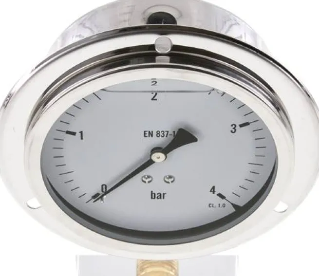Glycerin-Einbaumanometer,Frontring, 100mm, 0 - 4 bar -Eco-Line