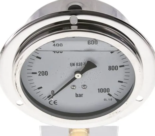 Glycerin-Einbaumanometer,Frontring, 100mm, 0 - 1000 bar -Eco-Line