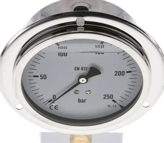Glycerin-Einbaumanometer,Frontring, 100mm, 0 - 250 bar -Eco-Line
