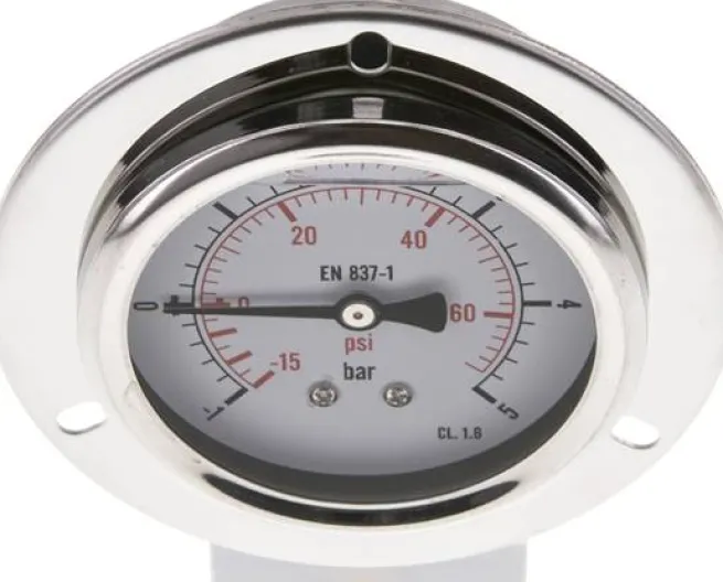 Glycerin-Einbaumanometer,Frontring, 63mm, -1 bis 5 bar -Eco-Line