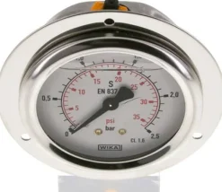 Glycerin-Einbaumanometer,Frontring, 63mm, 0 - 2,5 bar