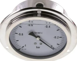 Glycerin-Einbaumanometer,Frontring, 100mm, -1 bis 0 bar -Eco-Line