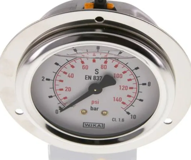 Glycerin-Einbaumanometer,Frontring, 63mm, 0 - 10 bar