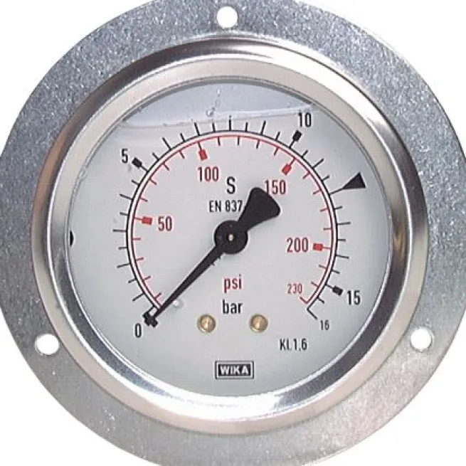 Glycerin-Einbaumanometer,Frontring, 63mm, 0 - 1,6 bar